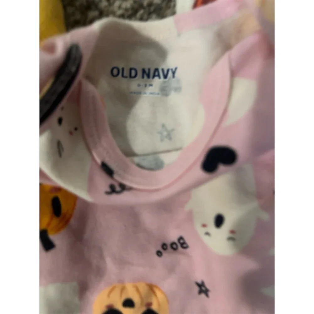 Old Navy Baby Girls Outfit Bundle 3pc Halloween Pumpkin 0-3 Months